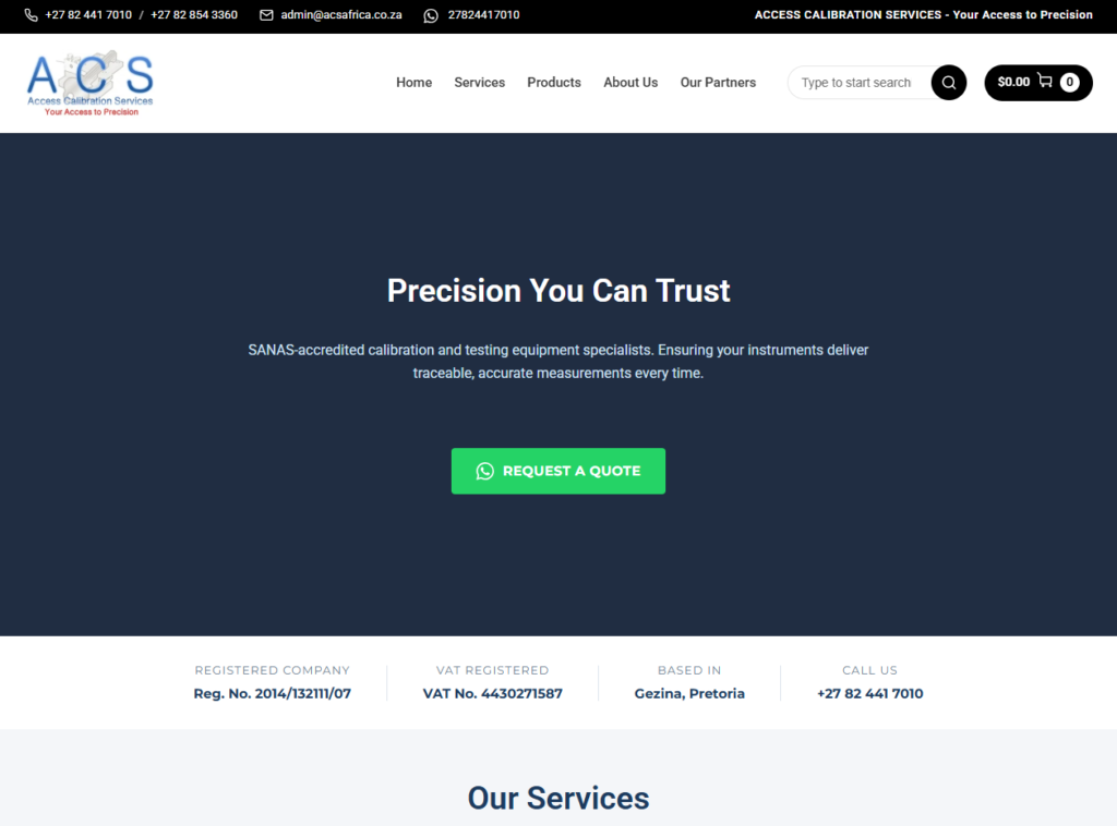 acsafrica.co.za (acsza.com) website screenshot